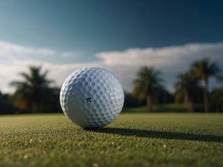 Golf ball on the course, ready for a shot.