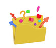 © nai - 3d floating element folder icon on png transparent background.