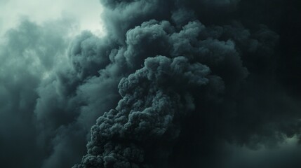 Aufkleber - High-definition shot of dark, billowing smoke from an industrial fire, with an emphasis on the scale and intensity of the smoke cloud.
