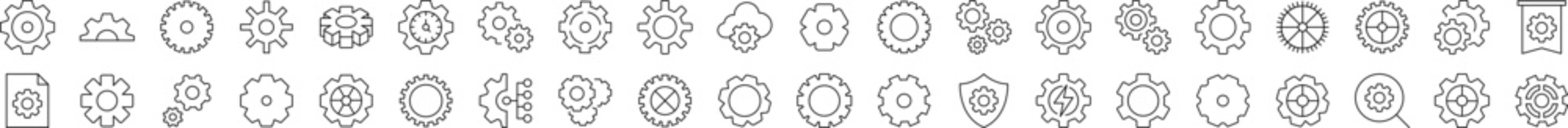 Wall Mural - set of mechanism and settings related line icons. editable stroke for design, web sites, apps, cards
