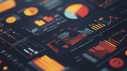 Poster - High-resolution close-up of a complex infographic with charts, icons, and data visualizations, emphasizing clarity and design for business presentations.