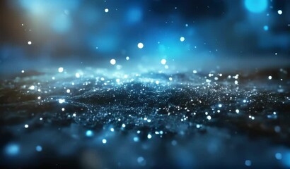 Wall Mural - blue glittering background with sparkles and bokeh effects