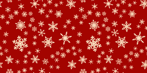 Wall Mural - Snowflakes seamless pattern for Christmas holidays. Xmas snowflake ornament for winter holidays greeting card or wrapper. Christmas snowfall texture.