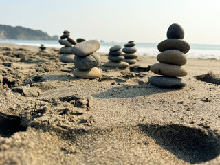 zen stones on the beach