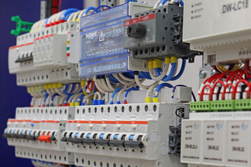 Wall Mural - An electric switchboard for the organization of electricity supply to the apartment. Close-up. Soft focus.