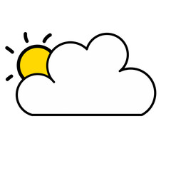 cloud with sun icon vector simple design illustration, weather symbol 