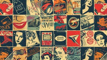 Wall Mural - Vintage poster wallpaper