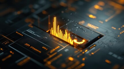 Wall Mural - burning economic graph, representing financial meltdown, market crash, economic crisis