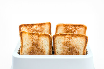 Delicious Toasted Bread Slices Isolated on White Background