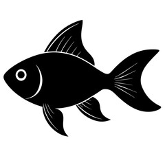 silhouette of goldfish vector black illustration on white background