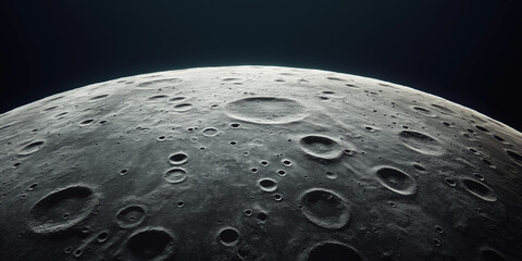 Wall Mural - close-up of the moon's cratered surface, showcasing intricate details and textures of its rugged ter