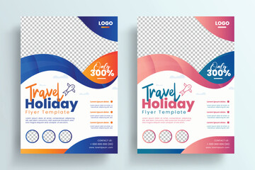 Wall Mural - Travel Flyer or Poster Template design layout, Travel agency flyer vector posters for business.	