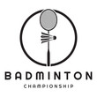 © Tomi43 - Modern Badminton logo design with Dynamic Shuttlecock and Racket, for championship, sport, sports shop, badminton school, business, company, tournament
