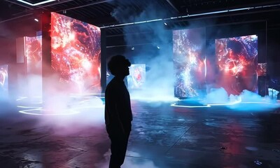 Poster - High-tech art gallery with interactive installations, Video