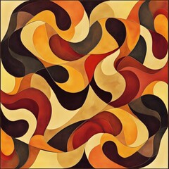 Wall Mural - 21. Organic tile pattern with swirling abstract shapes in warm colors