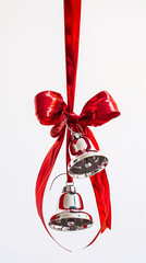 Poster - christmas bells with red ribbon