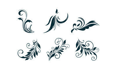 Set of corner ornaments Perfect for 
invitations, greeting cards,Scroll and Corner  
Hand drawn doodle style corner with rustic floral element. Vector illustration border.Corner flourish border set.