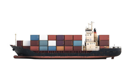 Cargo ship with containers.