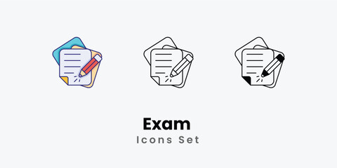 Poster - Exam Icons thin line and glyph vector icon stock illustration