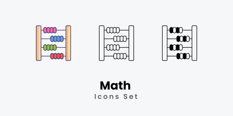 Sticker - Math Icons thin line and glyph vector icon stock illustration