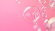 © fivan - Simple pastel-colored bubbles floating against a vivid pink background, creating a sense of lightness and joy with minimal elements