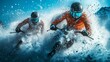 © Infini Craft - Two Skiers Racing Down a Powdery Slope in Winter Action Scene