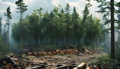 Wall Mural - Lungs of the Earth: A Powerful Representation of Deforestation and Global Warming in Nature’s Struggle