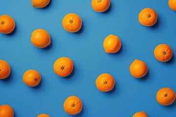 Fresh Sliced Oranges on Vibrant Yellow Background - Citrus Fruit Pattern for Healthy Living and Summer Vibes. Beautiful simple AI generated image