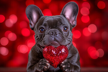 Wall Mural - Heartwarming Hound: Frenchie's Ruby Treasure