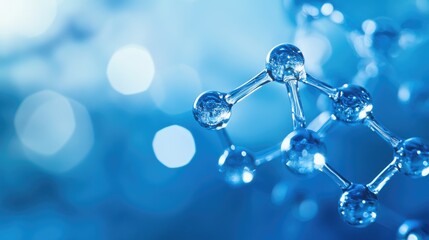 Wall Mural - abstract molecular structure on blue background.