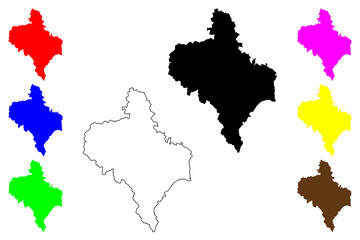  Ivano-Frankivsk Oblast (Administrative divisions of Ukraine, Oblasts of Ukraine) map vector illustration, scribble sketch Prykarpattia (Stanislavshchyna or Stanislavivshchyna) map