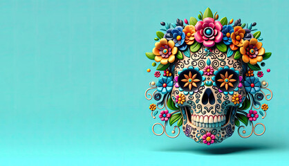 Dia De Los Muertos Wallpaper Background Illustration, Mexican Sugar Skulls on the Day of The Dead