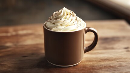 Canvas Print - A cup of coffee with whipped cream on top