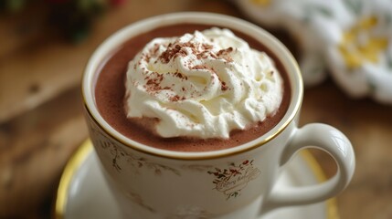 Canvas Print - A cup of hot chocolate with whipped cream on top