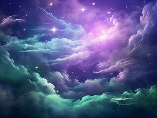 Wall Mural - Magical neon sky clouds in the sky background	