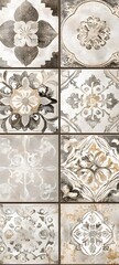 Wall Mural - 34. Vintage-inspired tiles with delicate, lace-like patterns in soft, muted colors