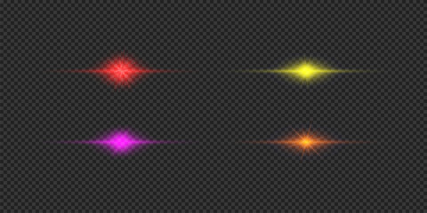 Poster - Set of multicolor horizontal light effects of lens flares