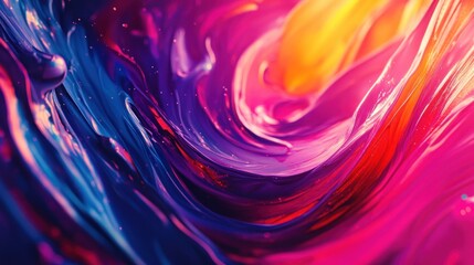 Wall Mural - Abstract Swirling Colors of Pink, Blue, and Yellow Paint