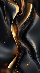 Wall Mural - A black and gold swirl with a lot of sparkles. The swirl is very long and it looks like it is made of gold