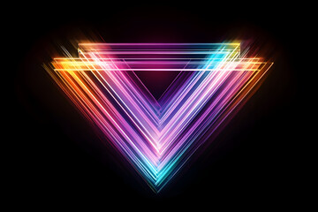 Vibrant geometric neon diamond icon isolated on black background.