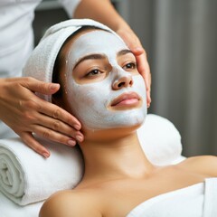 beauty salon series, facial mask applying