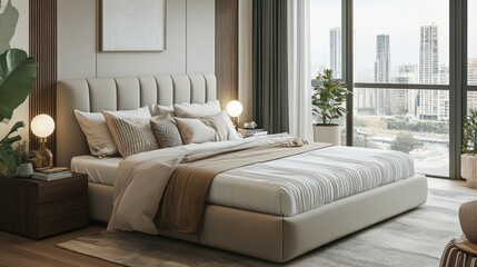 Sticker - Modern Bedroom with City View