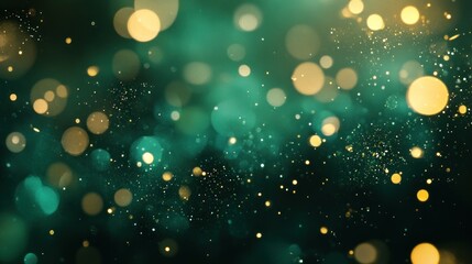 Canvas Print - Abstract Green and Gold Bokeh