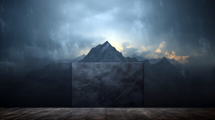 Wall Mural - a mountain range is shown in the background with a large. there is space for text.