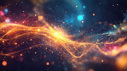 Wall Mural - an abstract image depicting the concept of quantum energy. the image shows a wave of energy flowing 
