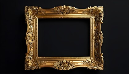 Elegant gold frame showcasing timeless beauty on a sleek black backdrop, ideal for enhancing design projects with a classic flair.