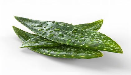 Wall Mural - Aloe gel dropping from fresh aloe vera leaf cut. Aloe Vera plant at the background