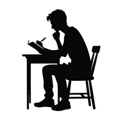 Silhouette of a person journaling 