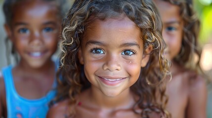 Wall Mural - Smiling Girl Portrait: Capturing the Joy of Childhood