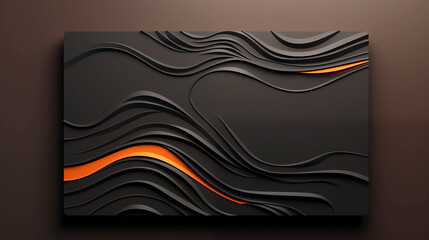 Wall Mural - a black and orange abstract painting with a wave pattern. there is space for text.